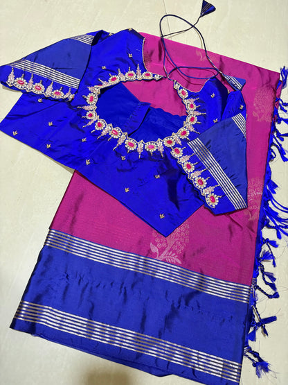 #kanchi soft pattu saree #maggamblouse
