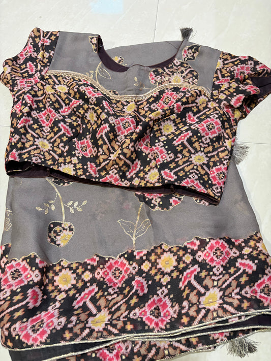 Georgette saree #patternblouse