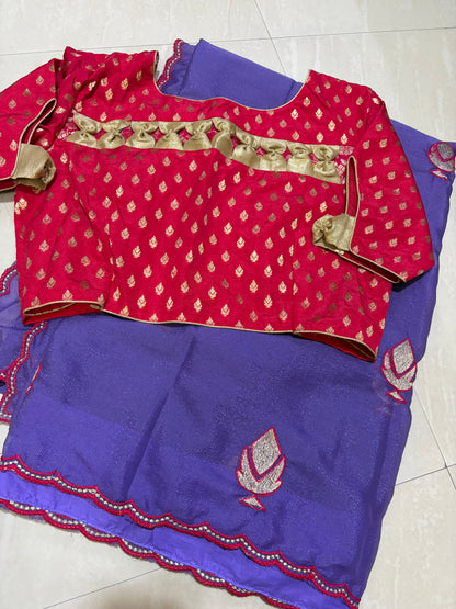 #Glass Georgette saree #blousepatternblouse