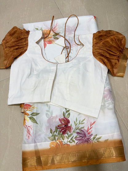 #glass Georgette saree #patternblouse