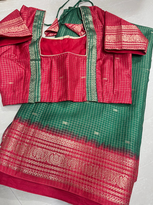 #mysoresilksaree #checks pattern #blousepattern