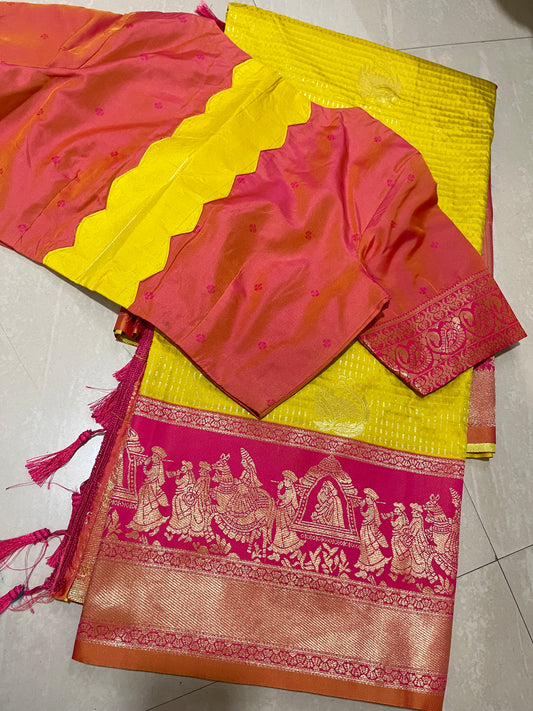#softsilkpattusaree #liteweightsaree #with patternblouse
