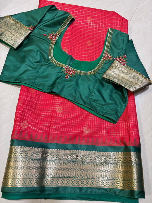Gadwalsaree red colour #maggamwork blouse