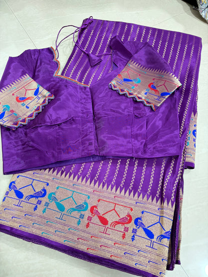 #banarasmushroosilksaree #maggamblouse