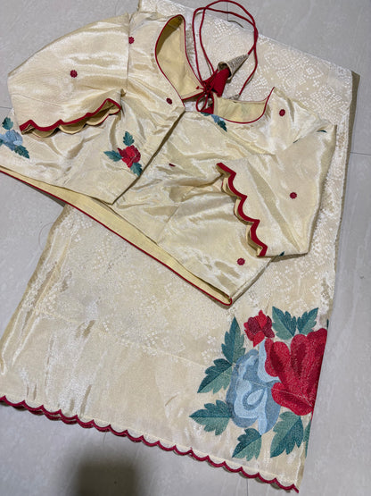 #designersaree #puretissuesaree #embroidary work