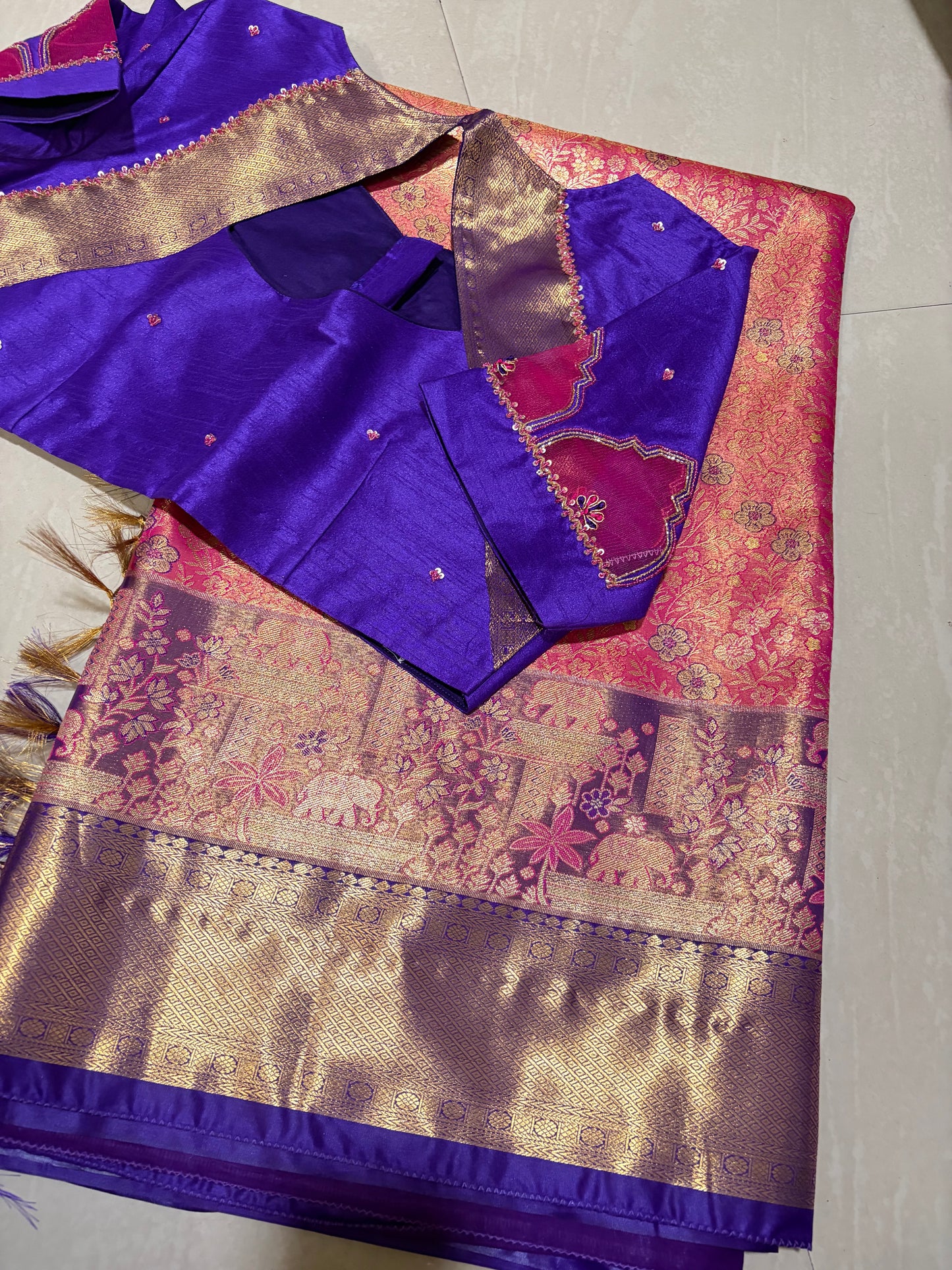 #kanchi pattu saree #maddam patternblouse