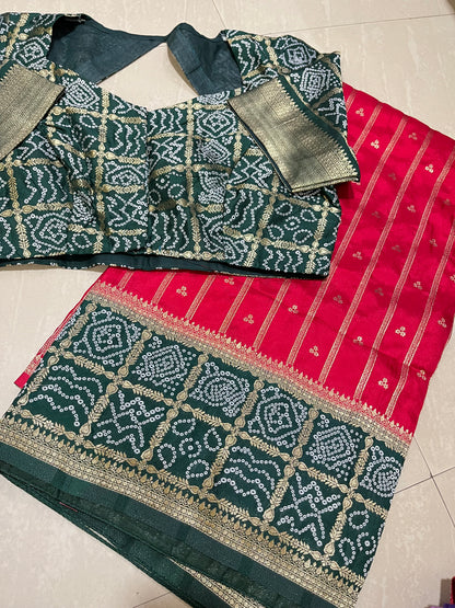 #bandini saree #redcolour #patternblouse