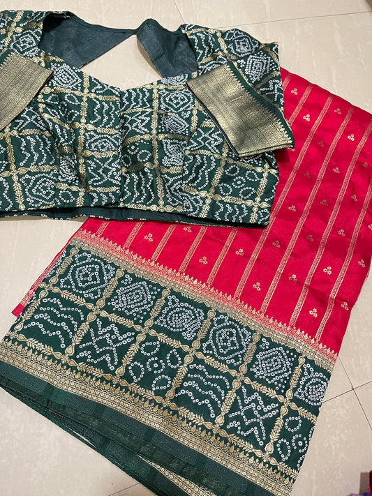 #bandini saree #redcolour #patternblouse