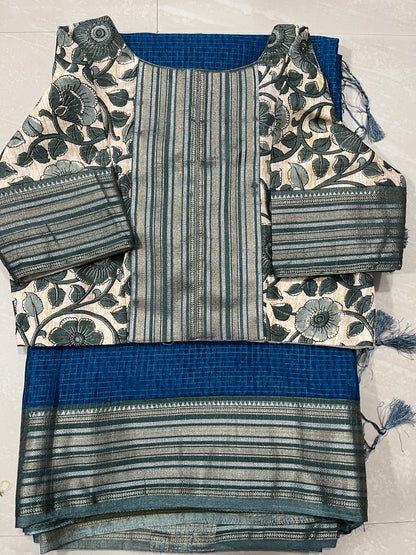 Vintage saree with Kalamkari style
