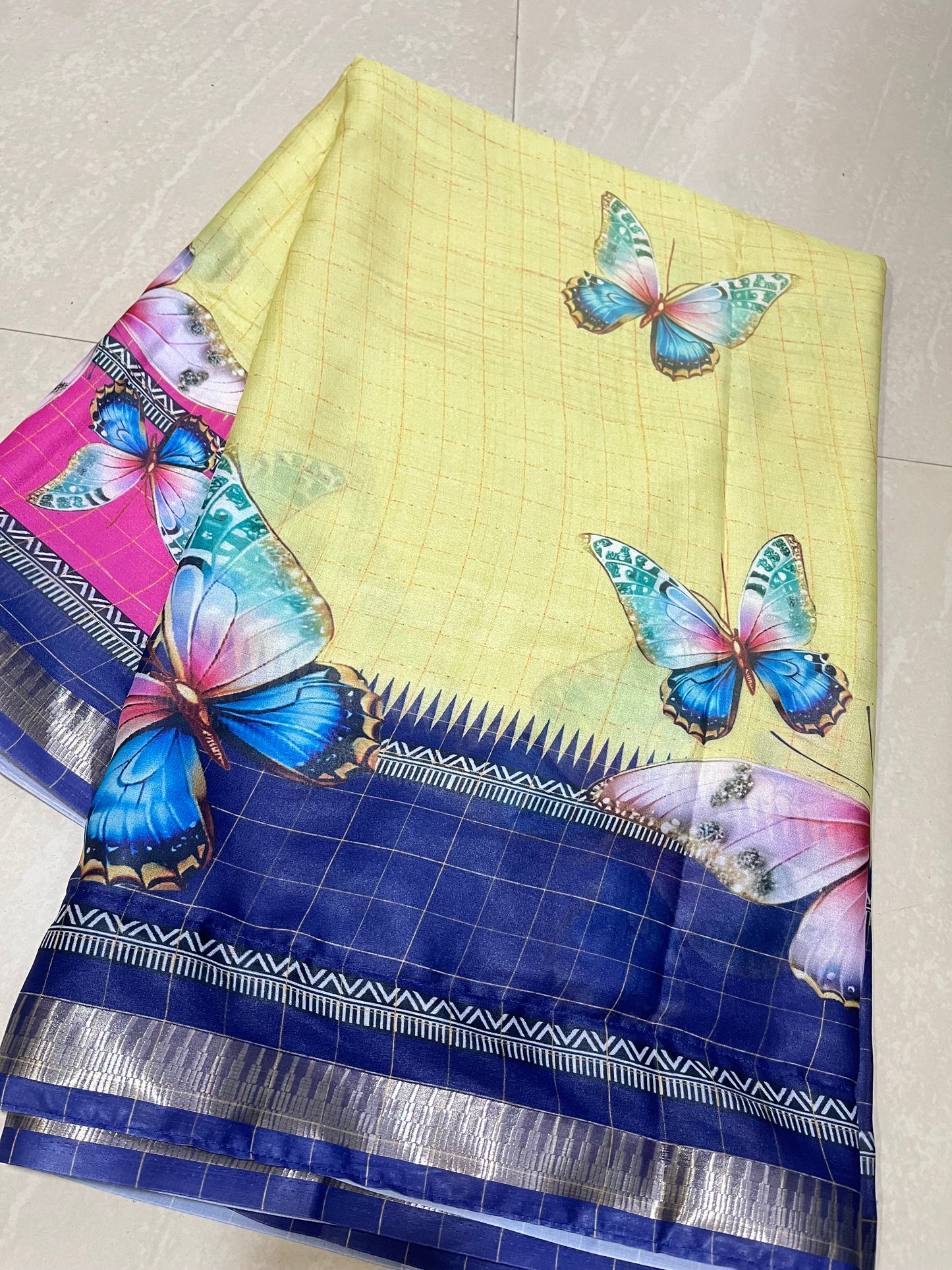 #coria georgette saree #yellowcolour