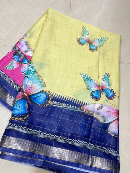 #coria georgette saree #yellowcolour