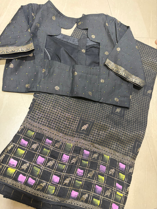 #georgette saree #designerblouse #bushpaint