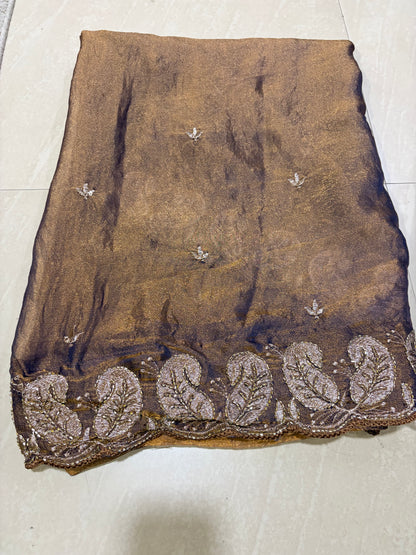 Space silk saree with full embroidery design