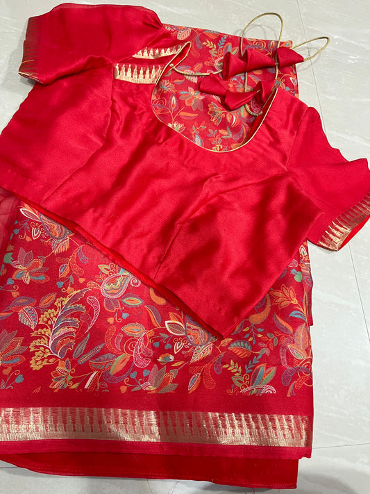 #georgettesaree #redcoloursaree #blouse pattern
