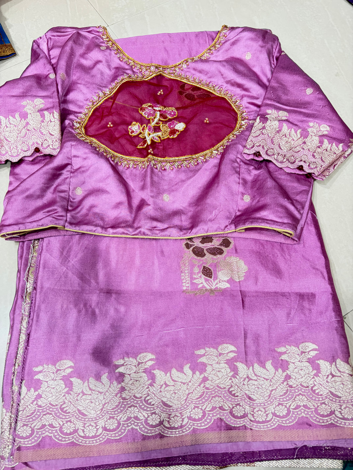 #banarassaree #netpatternblouse #mushroosilk