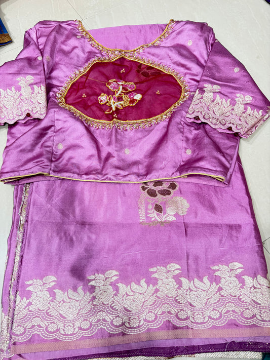 #banarassaree #netpatternblouse #mushroosilk