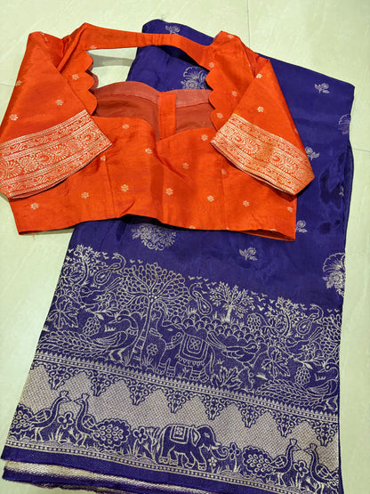 #mushroomsilksaree #patternblouse