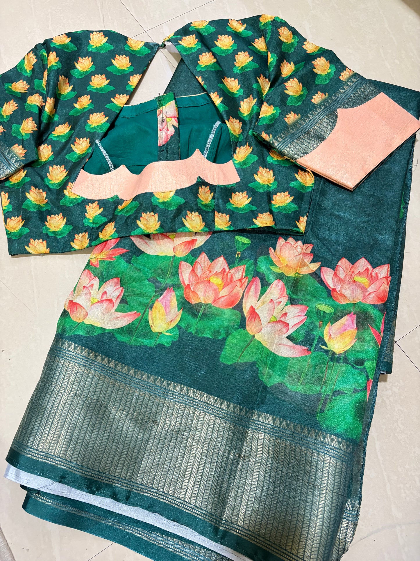 #Mangalgiri design #fancysaree #withpatternblouse