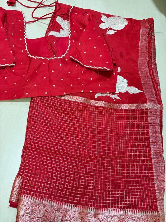 #purechinnonsaree #saree with embroidery work #blousepattern