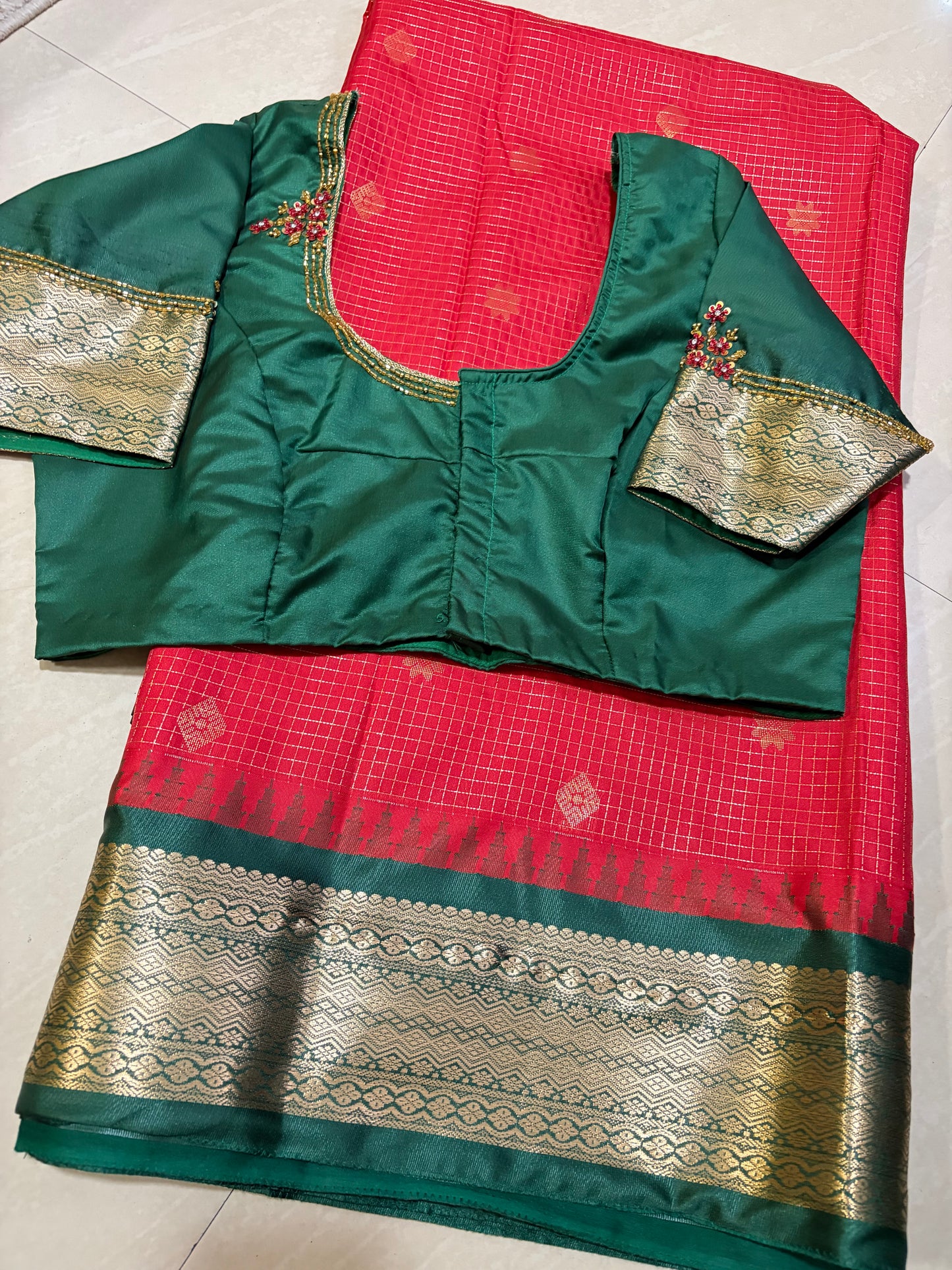 Gadwalsaree red colour #maggamwork blouse