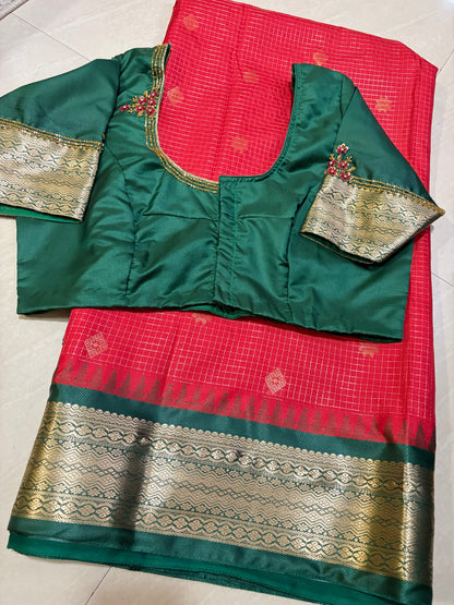 Gadwalsaree red colour #maggamwork blouse