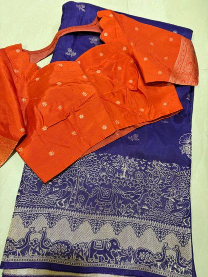 #mushroomsilksaree #patternblouse