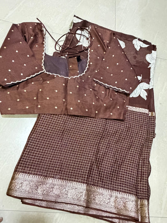 #purechinnonsaree #withblousepattern #saree with embroidery work