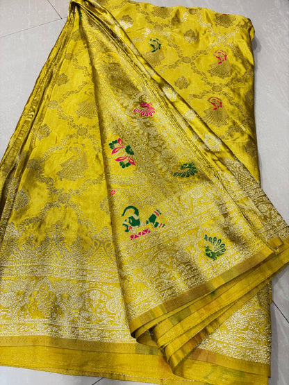 #banarassaree #mushroosilksaree #pattern with work blouse