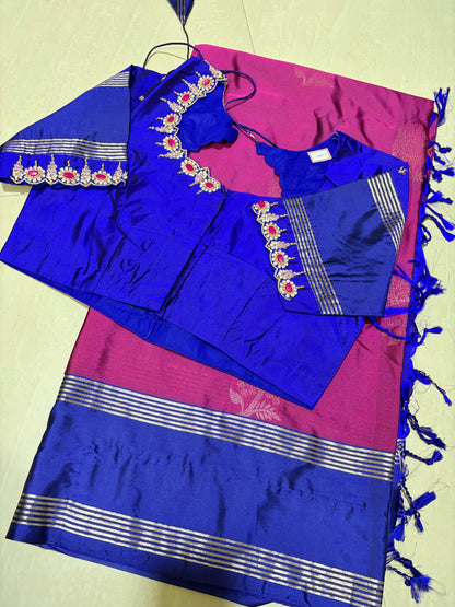 #kanchi soft pattu saree #maggamblouse