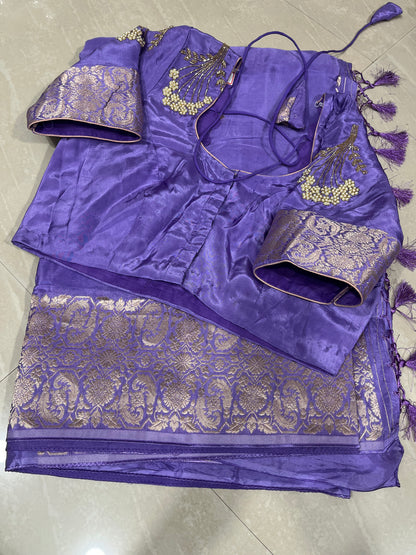 #mushroosilksaree #patternblouse #maggamwith unique design