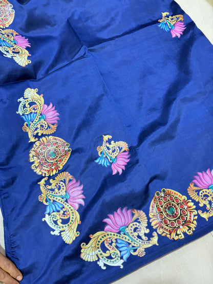 #softsilksaree #tanjoreprint saree