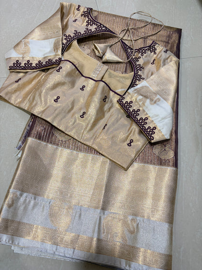 #kanchipattusaree #computerworkblouse