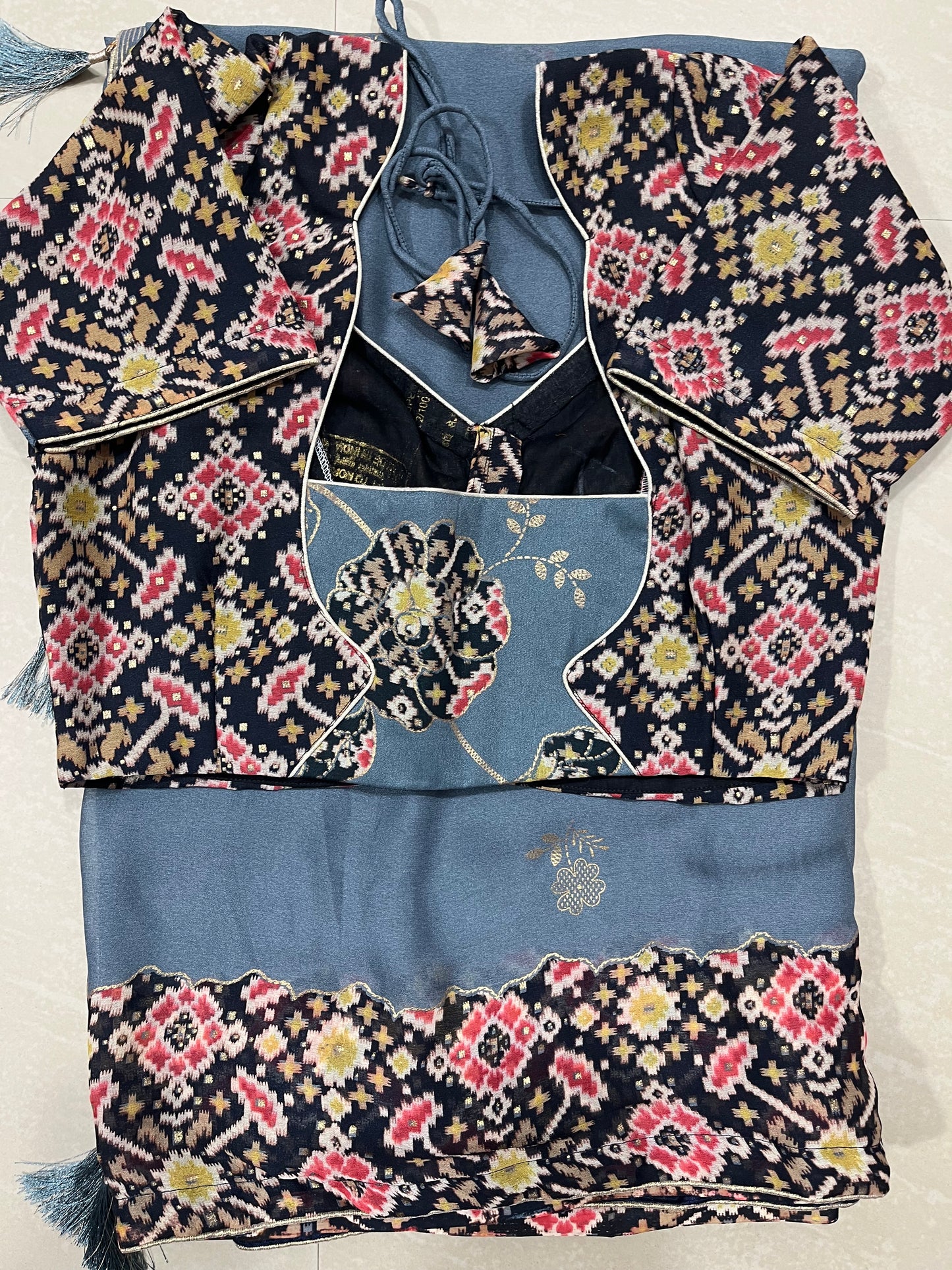 Silk georgette  saree with Patola boule