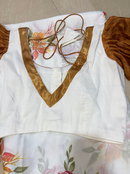 #glass Georgette saree #patternblouse