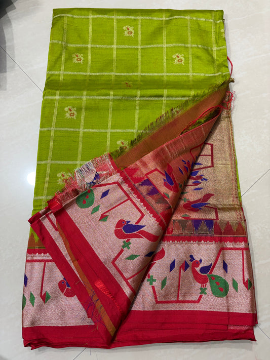 #Narayanapet pattu saree # mehendi green colour