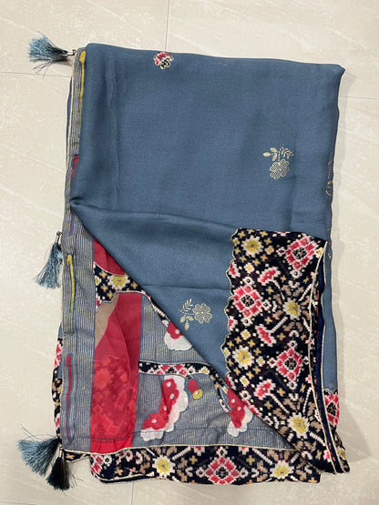 Silk georgette  saree with Patola boule