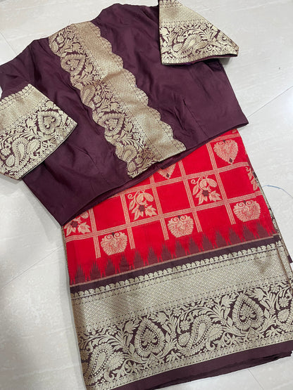 #narayapetpattusaree #redwithcoffee