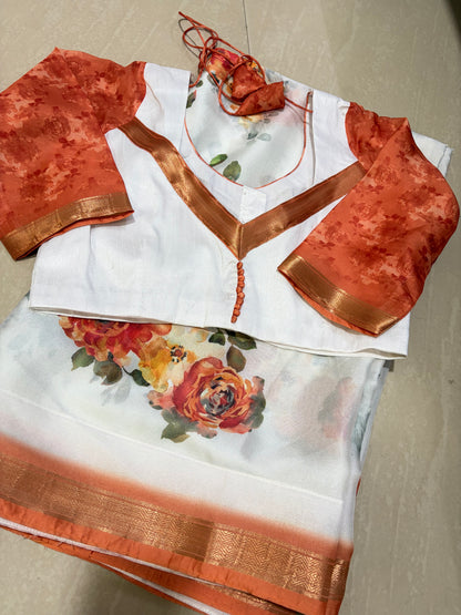 #glassgeorgettesareee #patternblouse