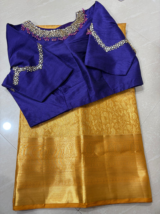 #kanchipattusaree #goldcolour #rawsilksaree #maggamblouse