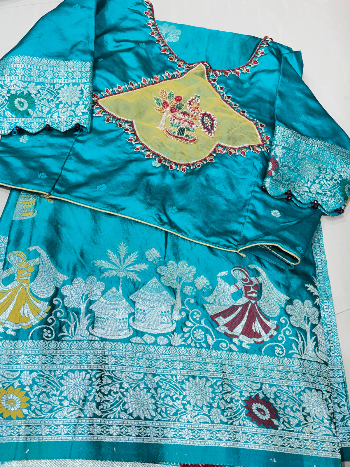 #banaras saree #mushroosilksaree #patternworkblouse