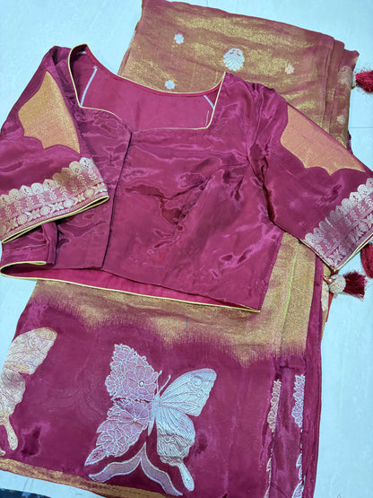#puretissuesaree #elegantlook #patternblouse