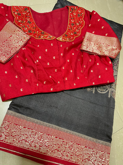 #tussarfabric #designersaree #maggamworkpattern #elegantlook