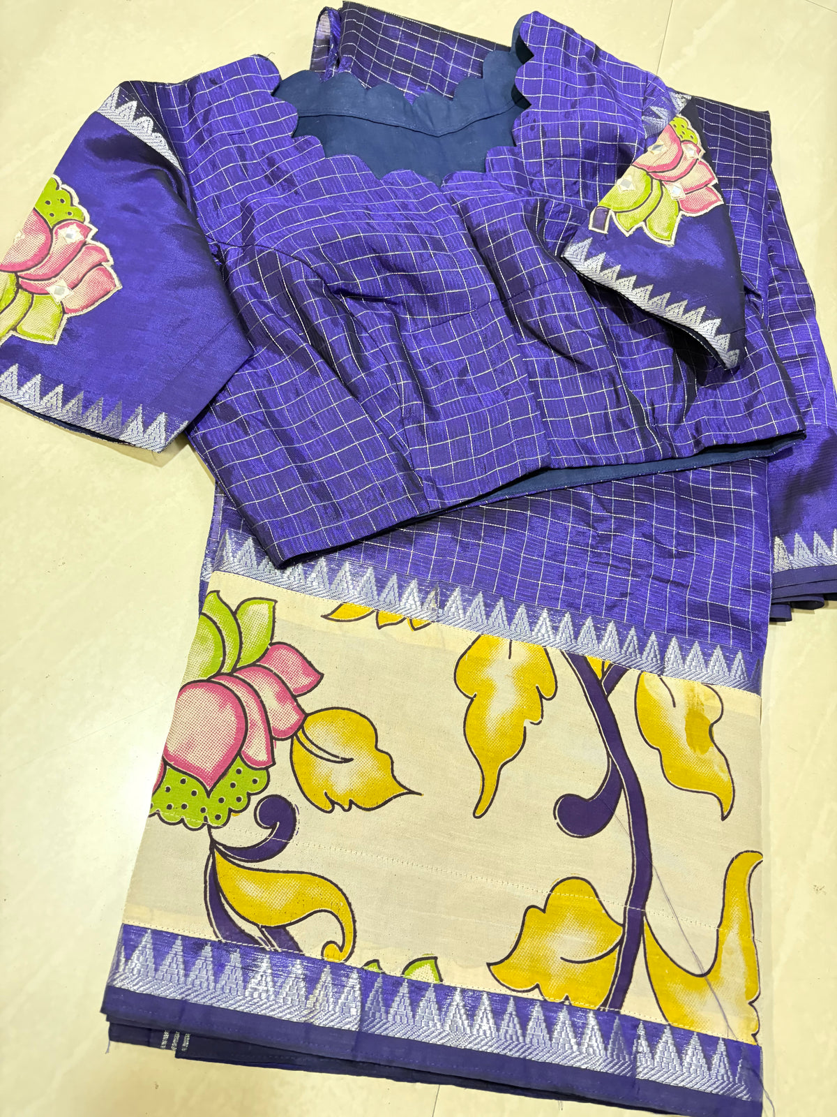 #mangalgirisaree #kalamkari design #patternblouse
