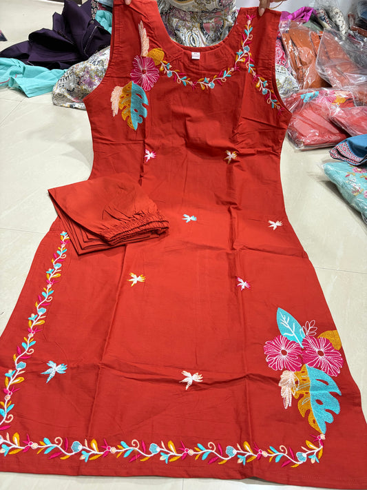 #Et1005 #cottondress with embroidery work
