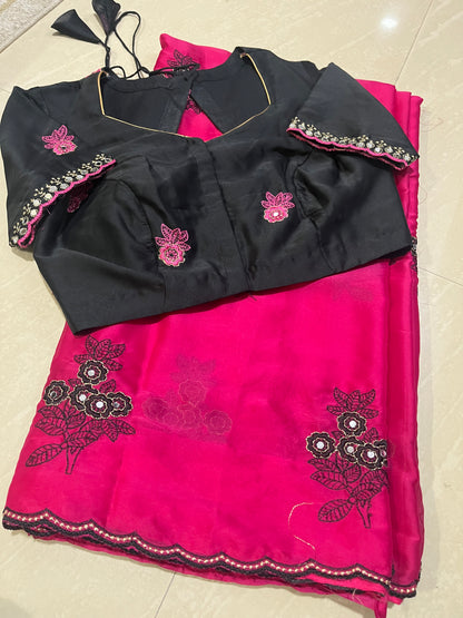 Glass Georgette saree #patternblouse