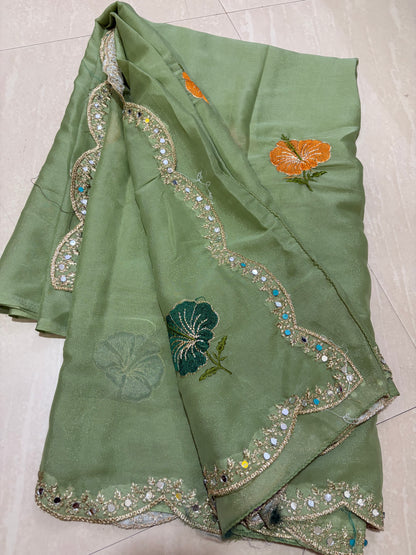 #Glassgeorgettesaree #patternblouse