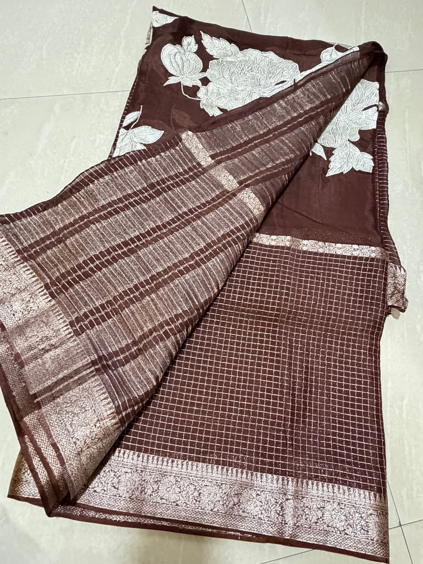 #purechinnonsaree #withblousepattern #saree with embroidery work
