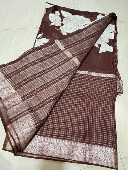 #purechinnonsaree #withblousepattern #saree with embroidery work