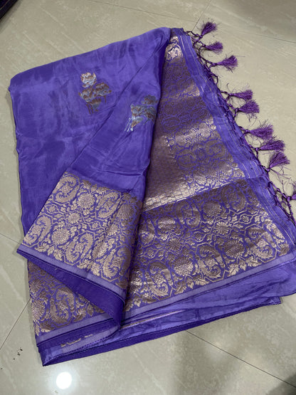 #mushroosilksaree #patternblouse #maggamwith unique design