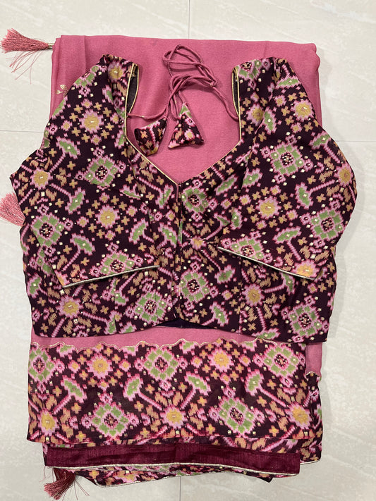 Glass Georgette saree with Patola deign blouse
